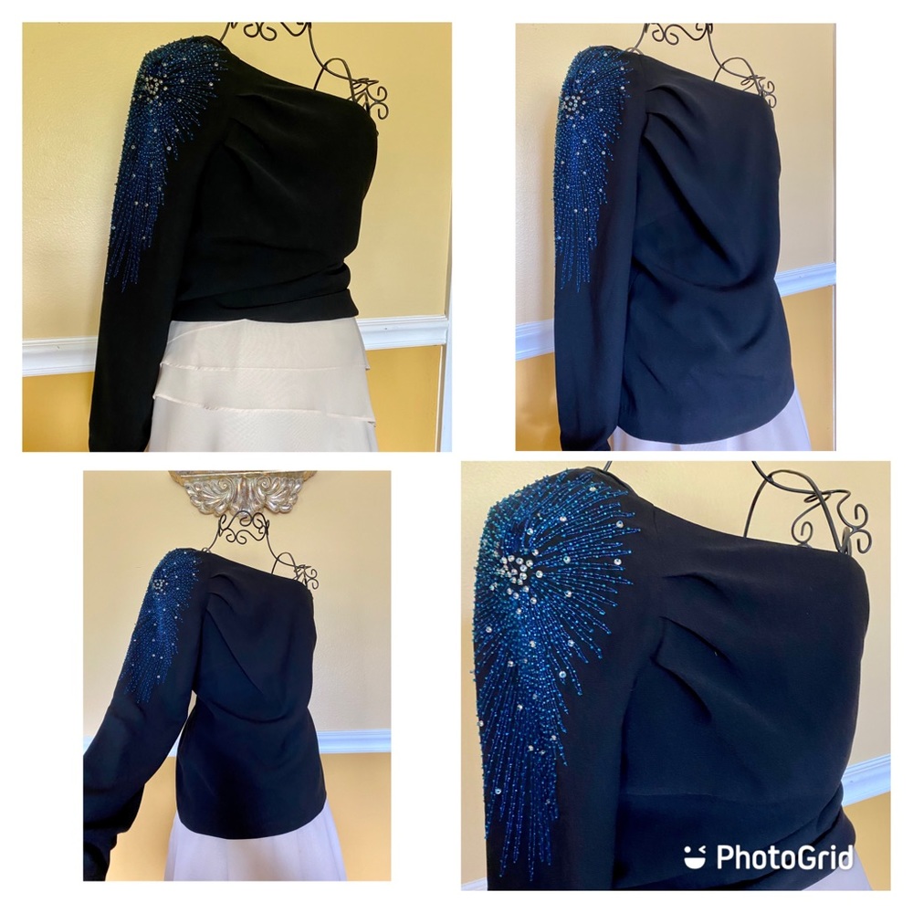 Trina Turk one shoulder long sleeve dress top